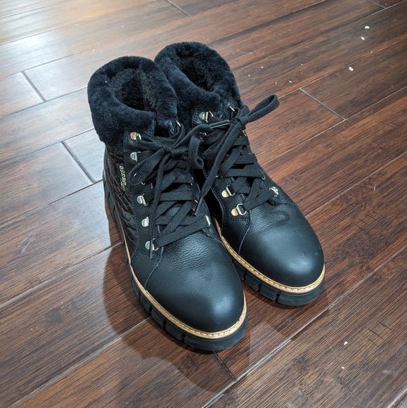 Oscar Sport black leather lace up winter boots - Picture 2 of 9